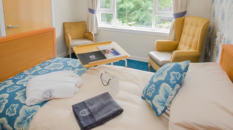 Embroidered Towels and Robe on Bed