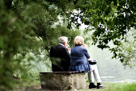 A caregiver engaging with a dementia patient