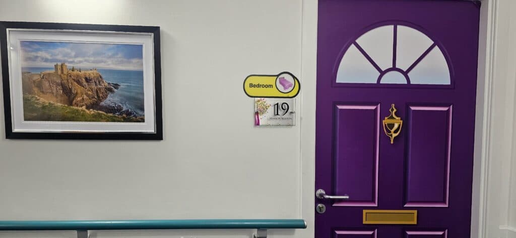 Coloured Bedroom Doors at Rubislaw Park Dementia Unit