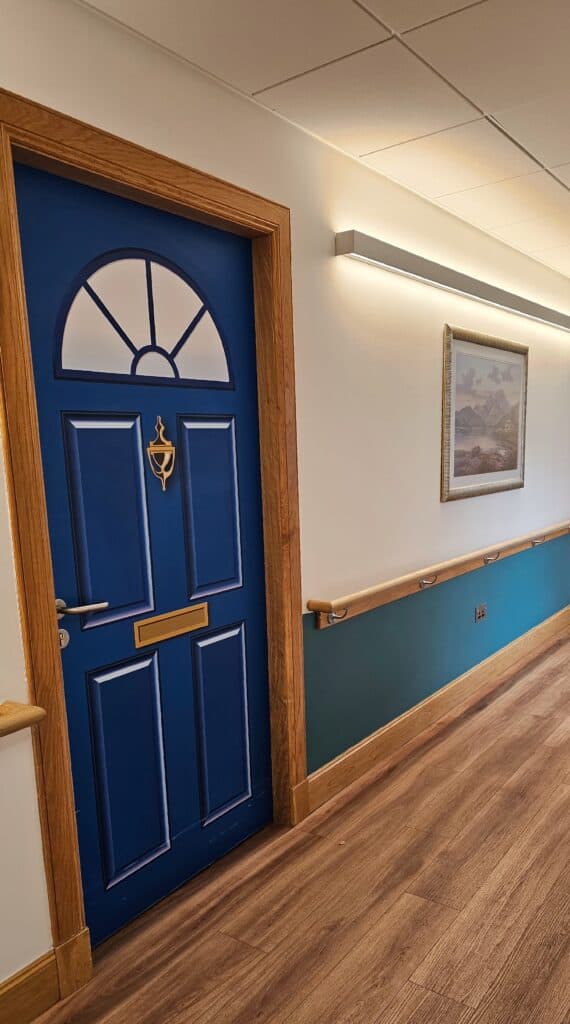 Coloured Bedroom Doors at Rubislaw Park Dementia Unit
